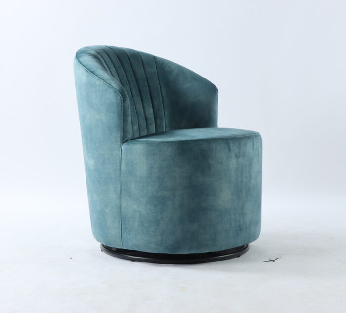 Andrea Bedroom Swivel Chair in Blue - Front side View