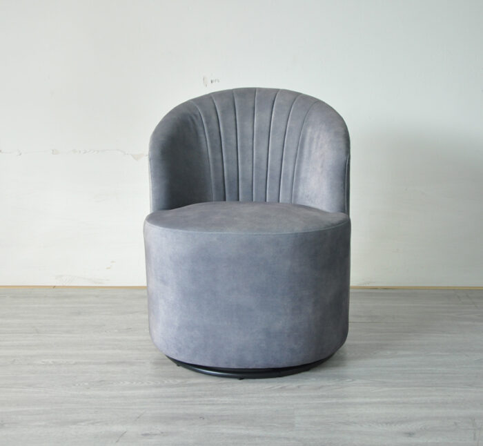 Andrea Bedroom Swivel Chair in Grey - front view