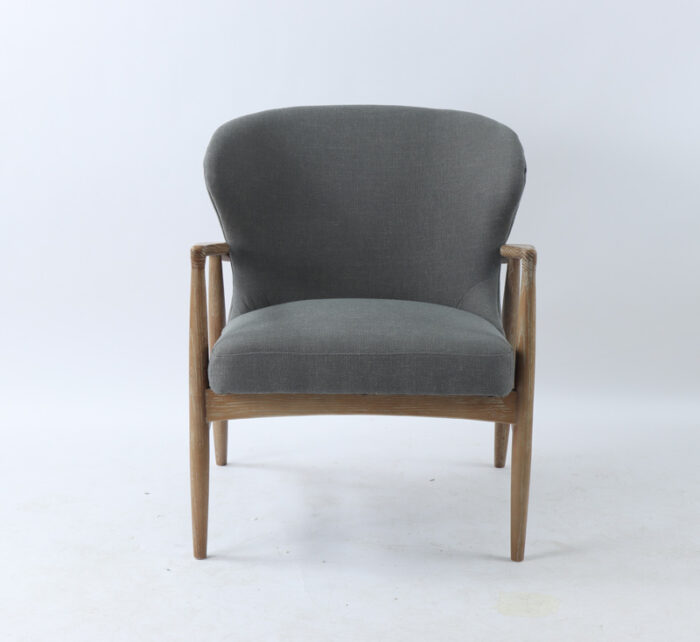 Front view of Bronte Grey armchair - Bent Oakwood frame