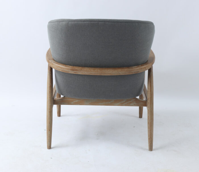 Rear view of Bronte Grey armchair - Bent Oakwood frame