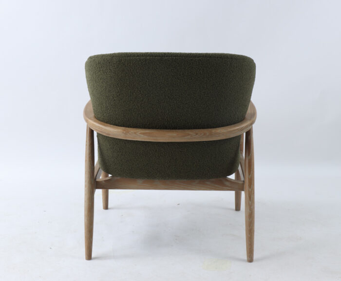 Rear view of Bronte Green armchair - Bent Oakwood frame