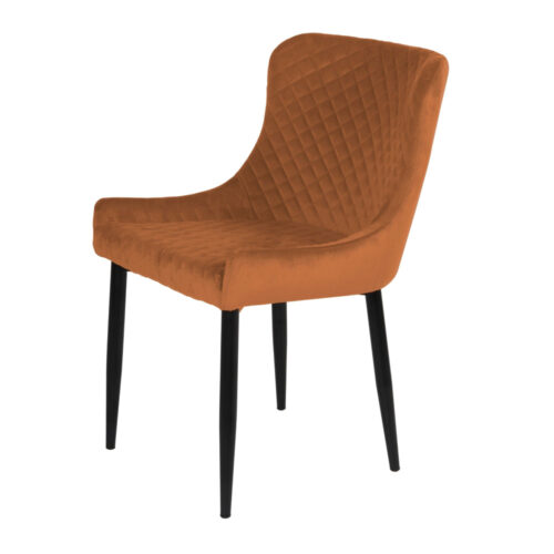 Talia Orange Fabric Dining Chair with Diamond Stitching - Angle View