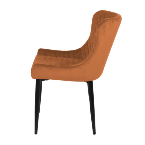 Orange Fabric Dining Chair with Diamond Stitching - Side View